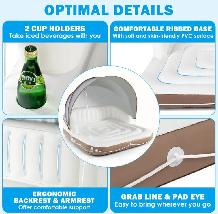 Inflatable Pool Float With Canopy