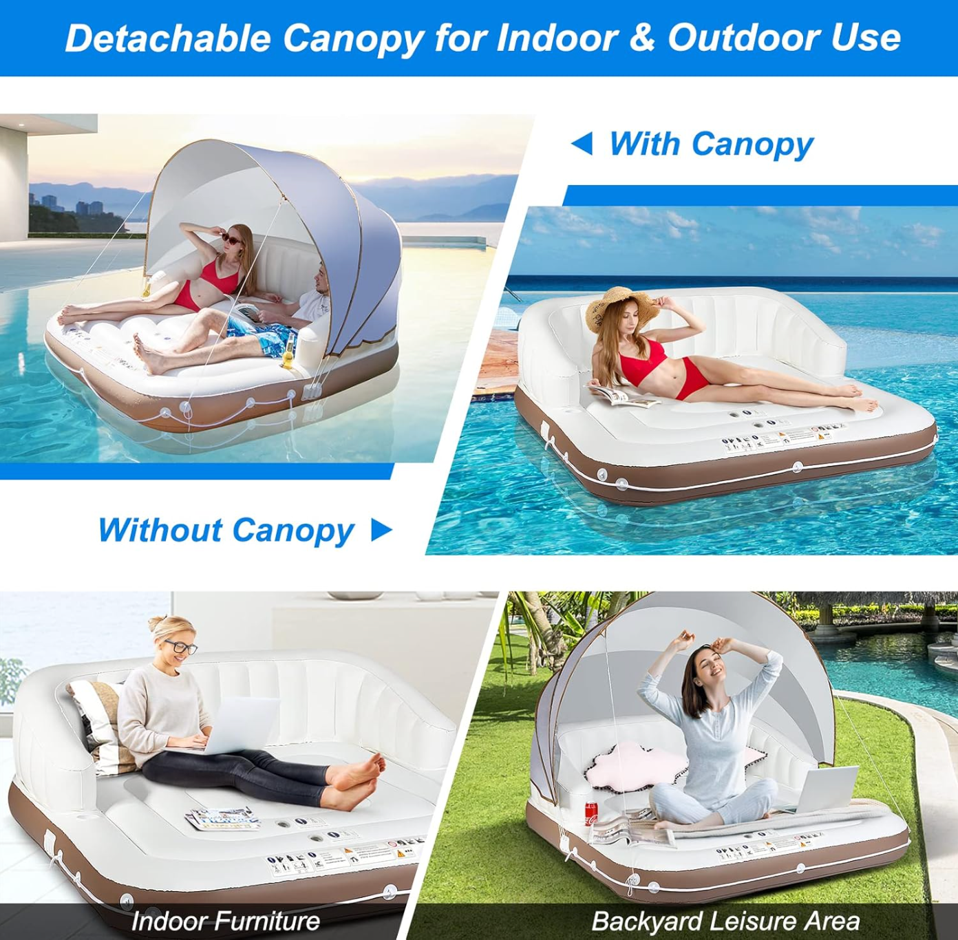 Inflatable Pool Float With Canopy
